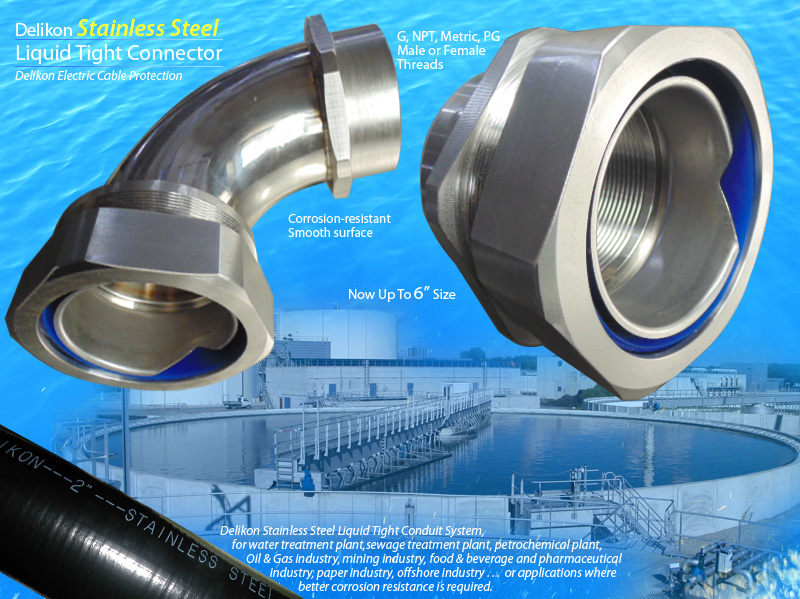 [CN] Delikon oil industry automation Delikon petrochemical plant Stainless Steel Liquid tight connector,stainless steel liquid tight conduit 